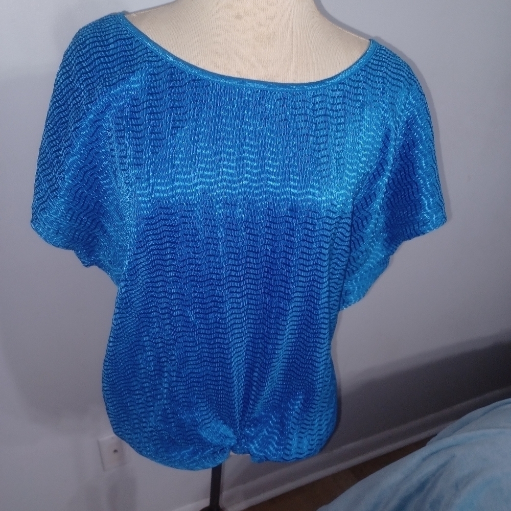 Royal Blue Short Sleeve Top- W Sz 1X